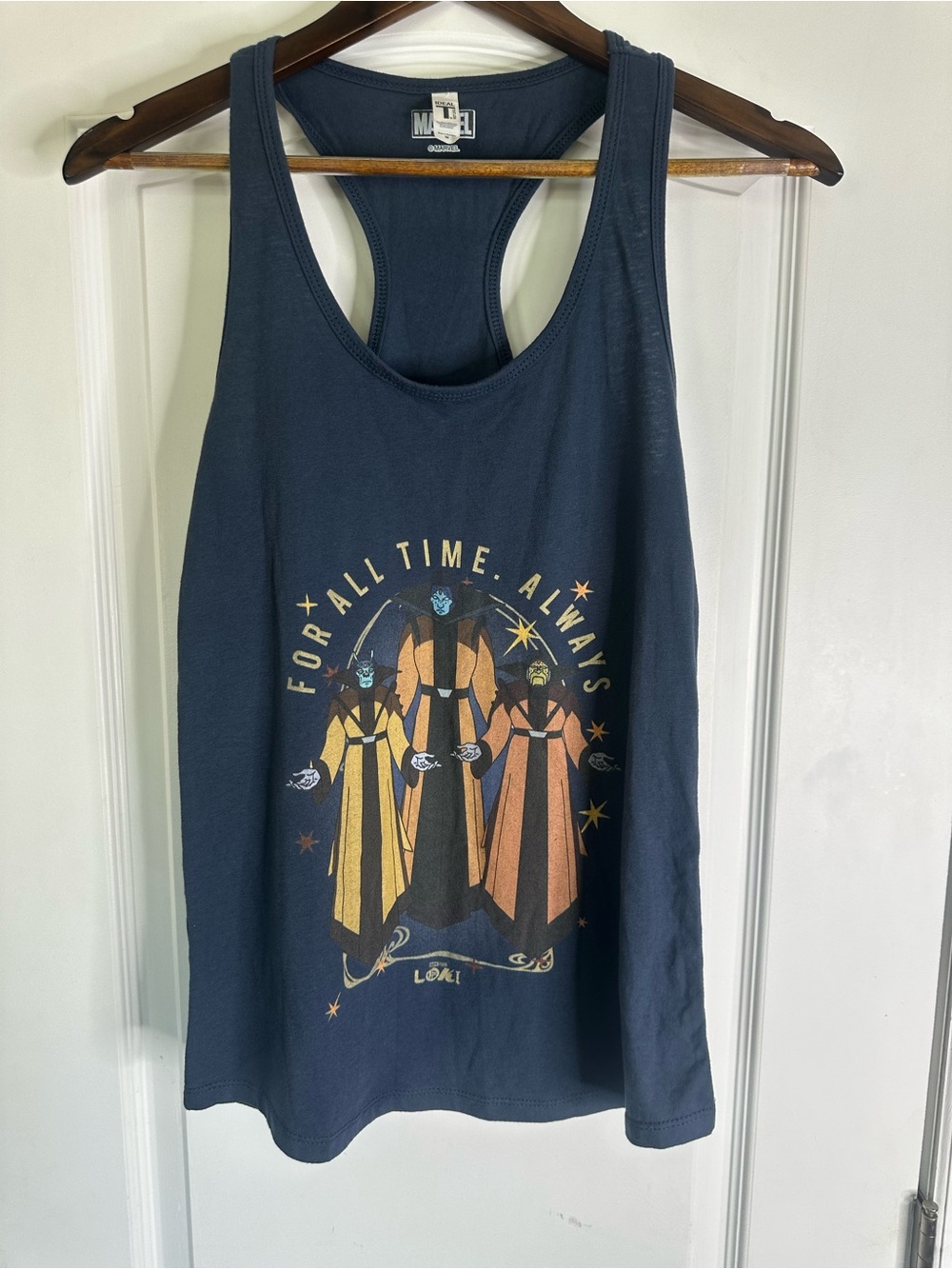 Marvel Loki Series Navy Sleeveless Logo Racerback Tank Top. Size M.
